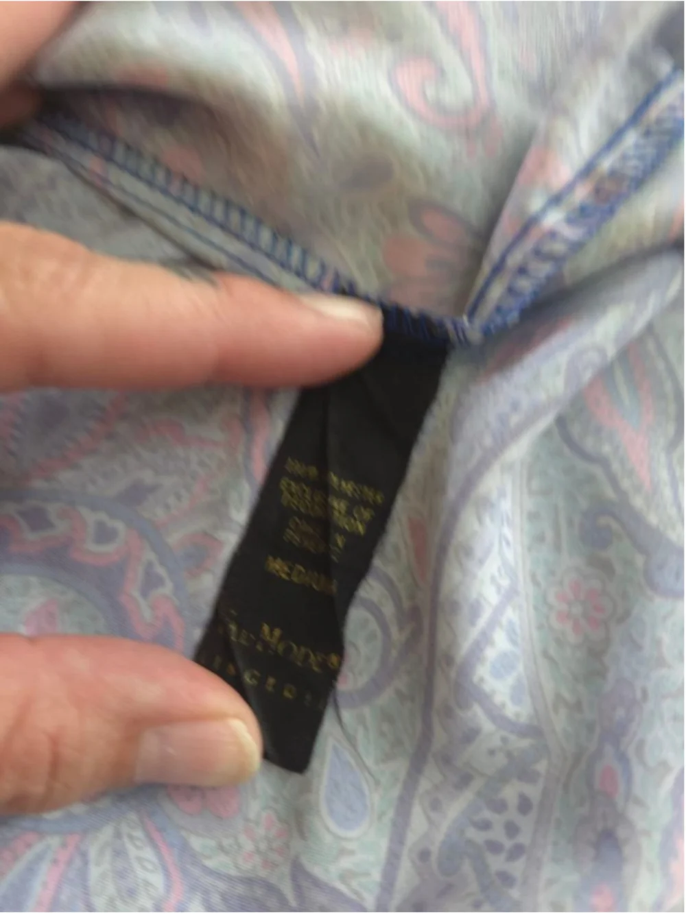 Women's Vintage Coquette VAL MODE Paisley Satin Short Robe M Blue Pink Summer